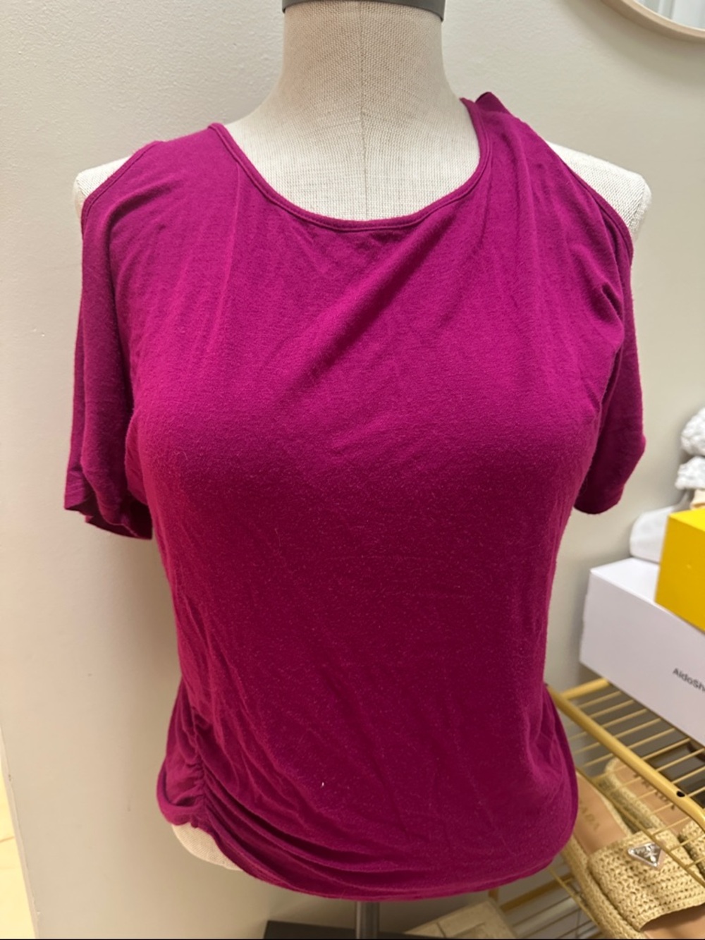 Olivia Moon Fuchsia Short Sleeve Scoop Neck Top